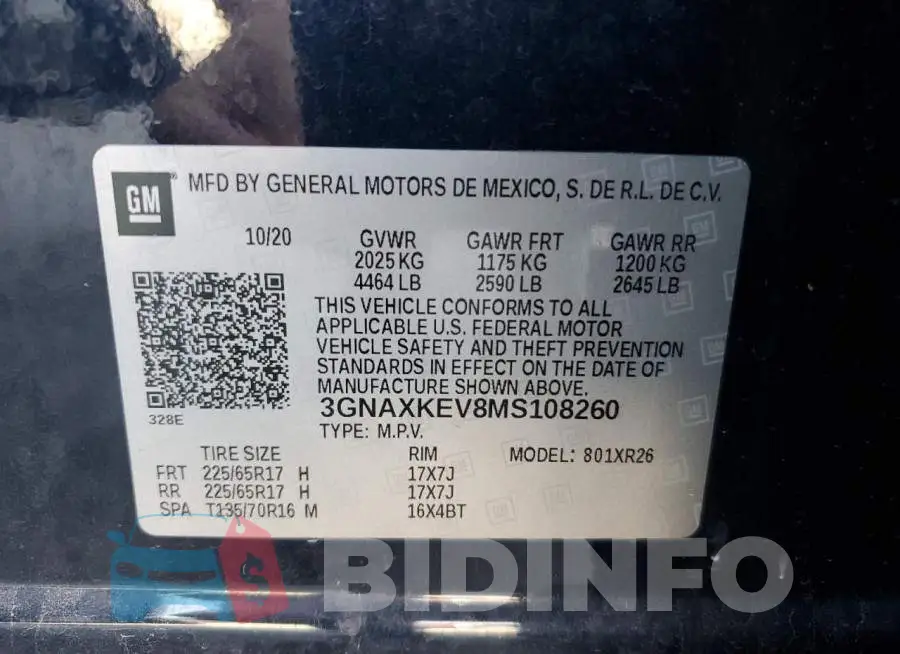 3GNAXKEV8MS108260 Photo# 13