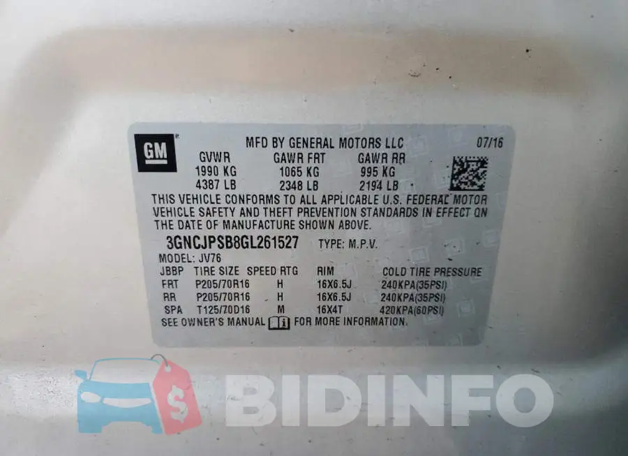 3GNCJPSB8GL261527 Photo# 14