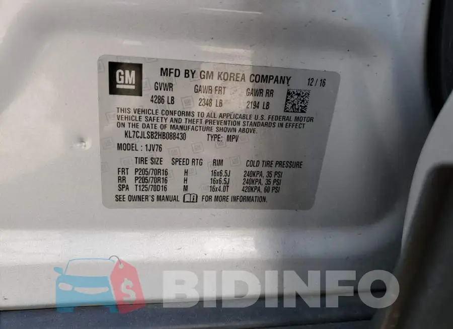 KL7CJLSB2HB088430 Photo# 13