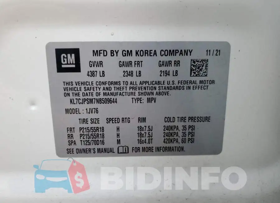 KL7CJPSM7NB509644 Photo# 13
