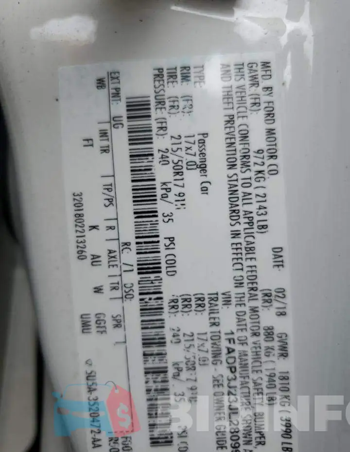 1FADP3J23JL280968 Photo# 12