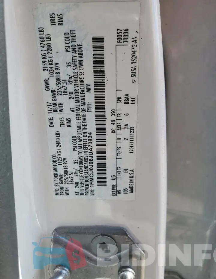 1FMCU0J96JUA70834 Photo# 12