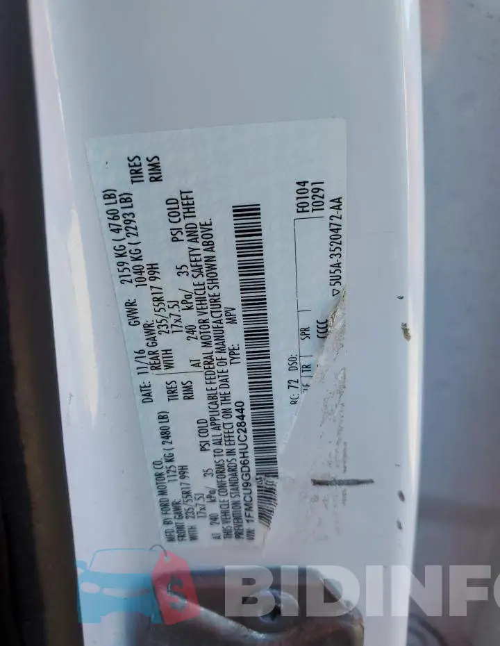 1FMCU9GD6HUC28440 Photo# 12