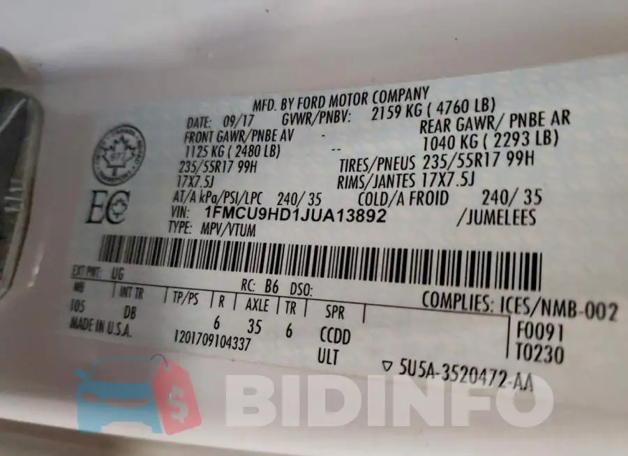 1FMCU9HD1JUA13892 Photo# 13