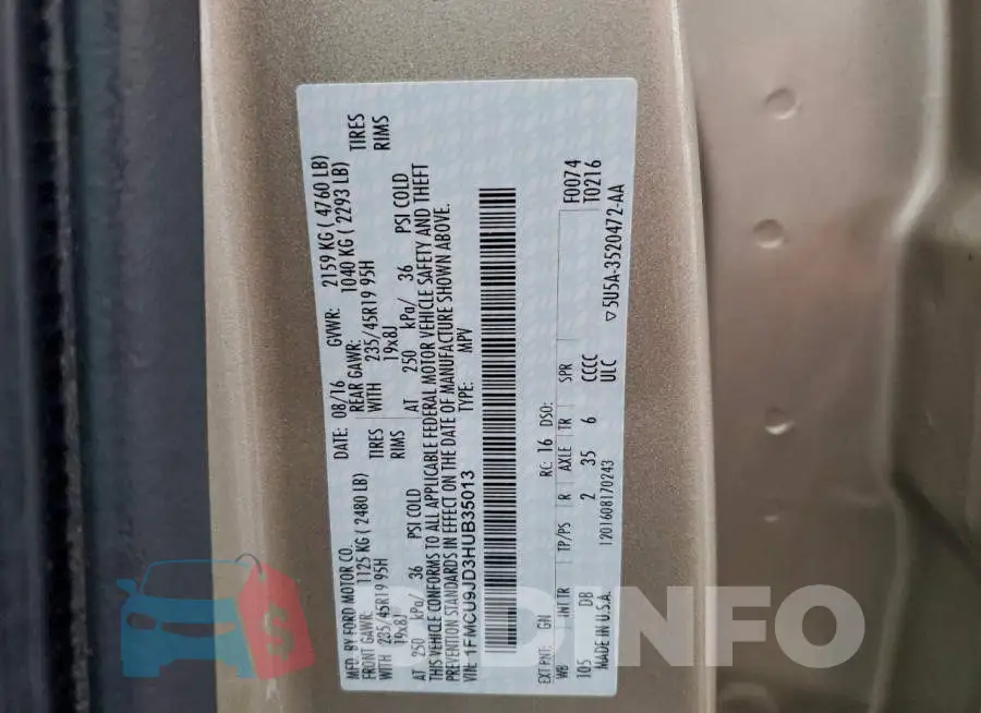 1FMCU9JD3HUB35013 Photo# 13