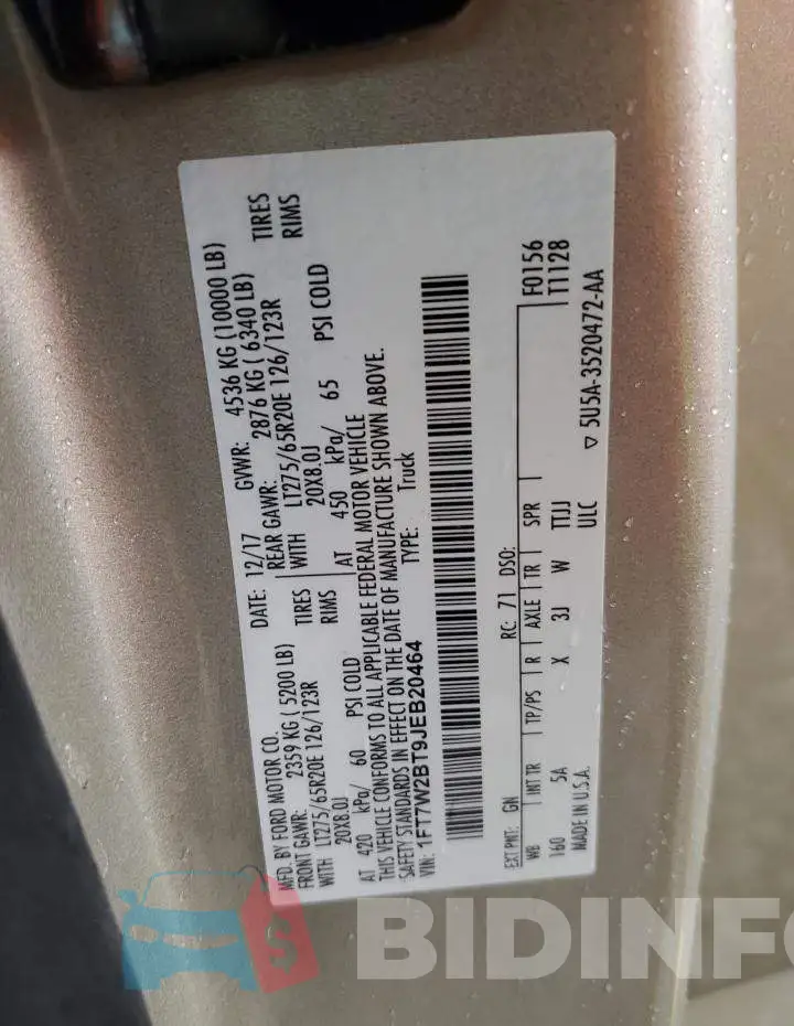 1FT7W2BT9JEB20464 Photo# 12