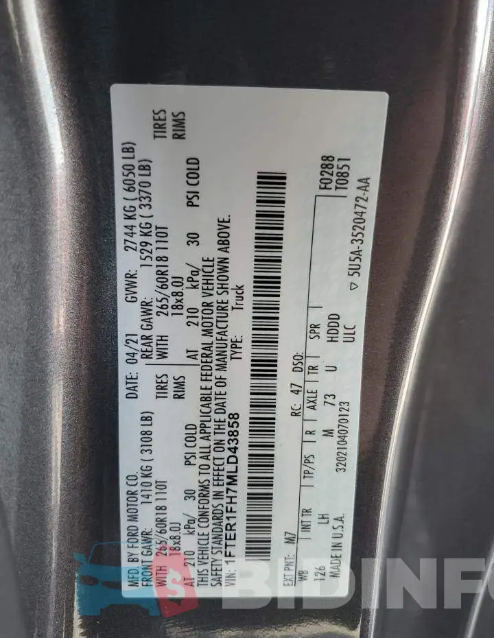 1FTER1FH7MLD43858 Photo# 13
