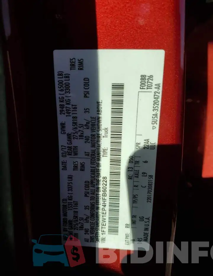 1FTEW1EP4HFB60228 Photo# 12