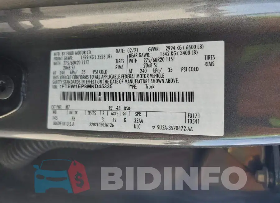 1FTEW1EP8MKD45335 Photo# 13