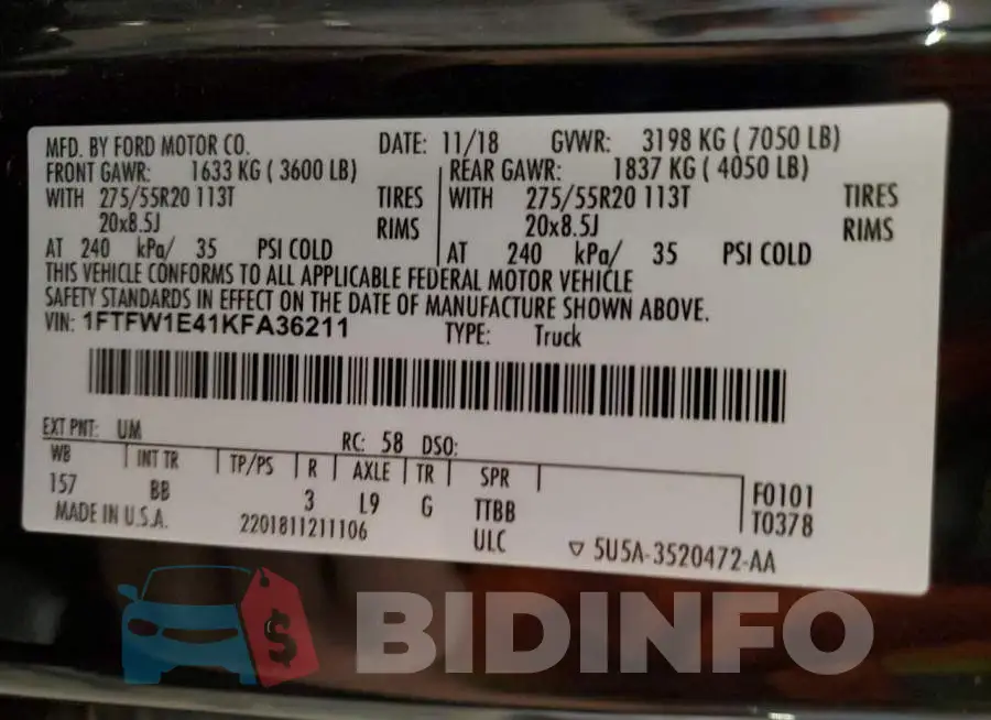1FTFW1E41KFA36211 Photo# 12