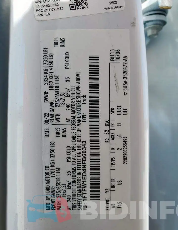 1FTFW1ED4NFB66343 Photo# 12