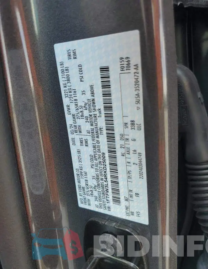 1FTFW3L54RKD25009 Photo# 12