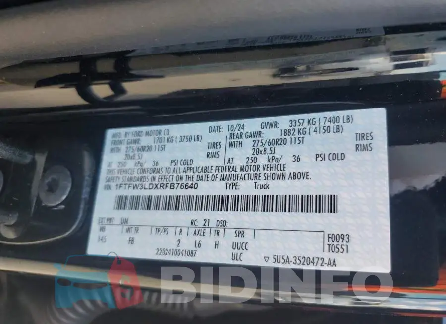 1FTFW3LDXRFB76640 Photo# 13
