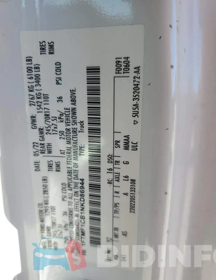 1FTMF1CB1NKD86944 Photo# 12