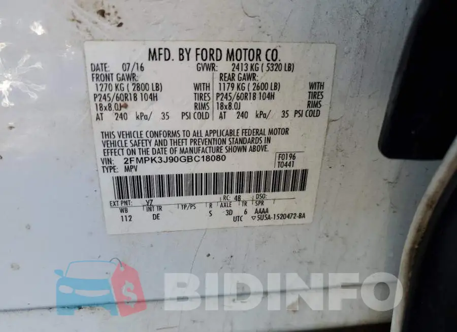 2FMPK3J90GBC18080 Photo# 12