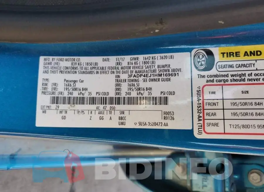 3FADP4EJ1HM169691 Photo# 12