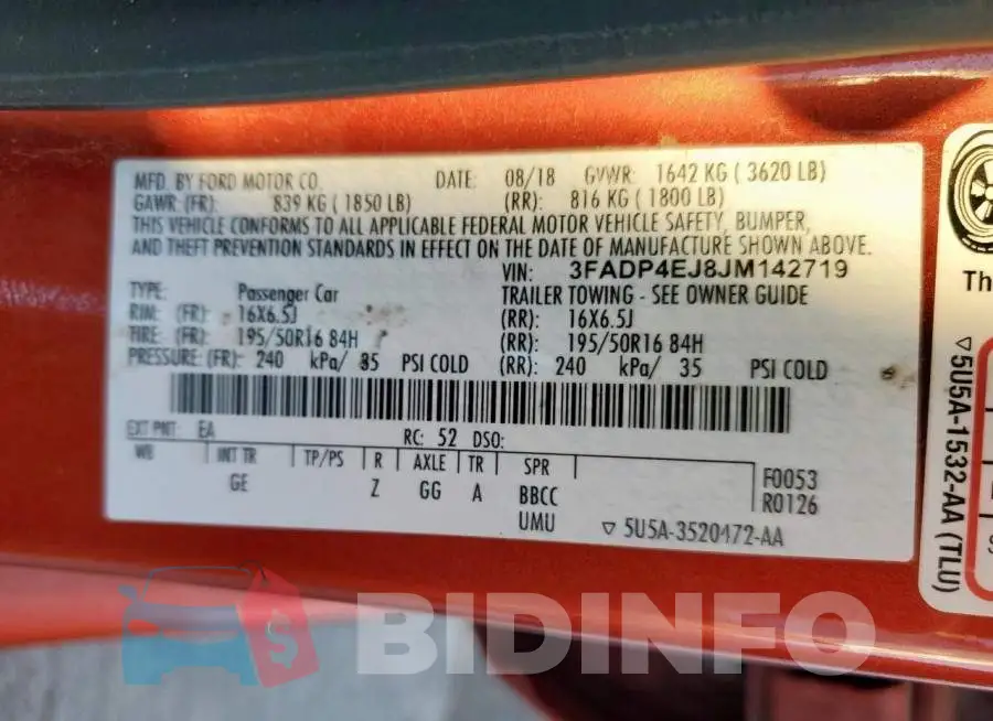 3FADP4EJ8JM142719 Photo# 12