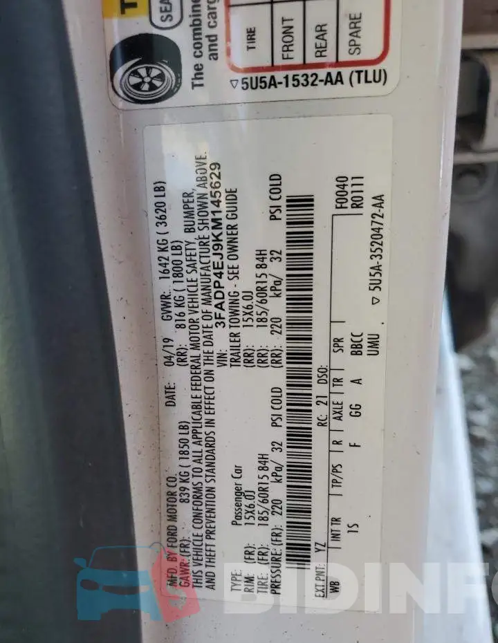 3FADP4EJ9KM145629 Photo# 12