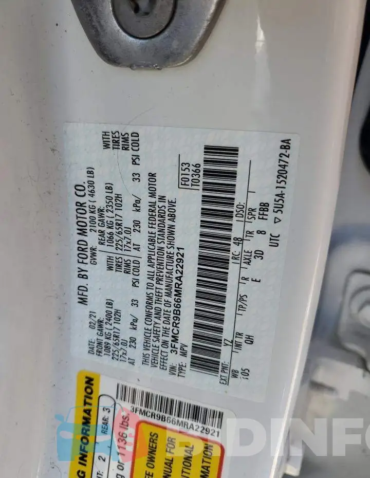 3FMCR9B66MRA22921 Photo# 14