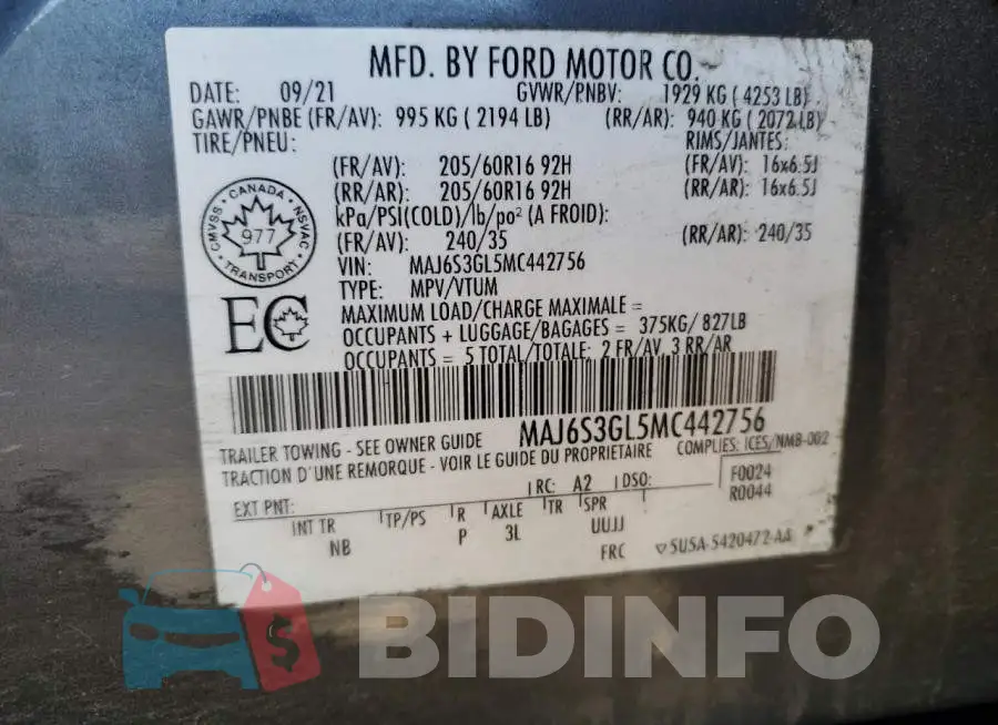 MAJ6S3GL5MC442756 Photo# 13