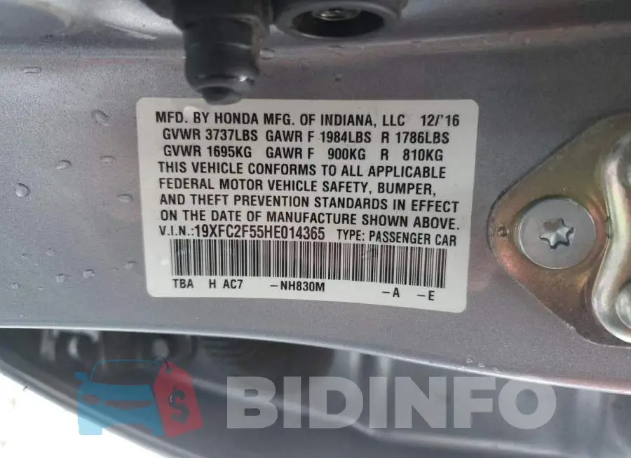 19XFC2F55HE014365 Photo# 12