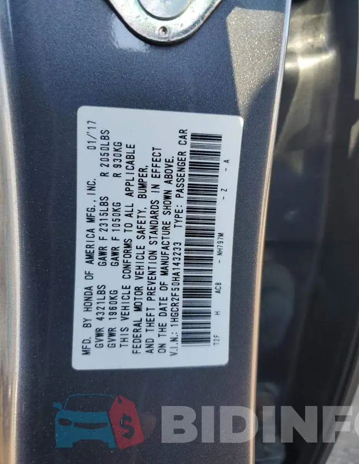 1HGCR2F50HA143233 Photo# 13