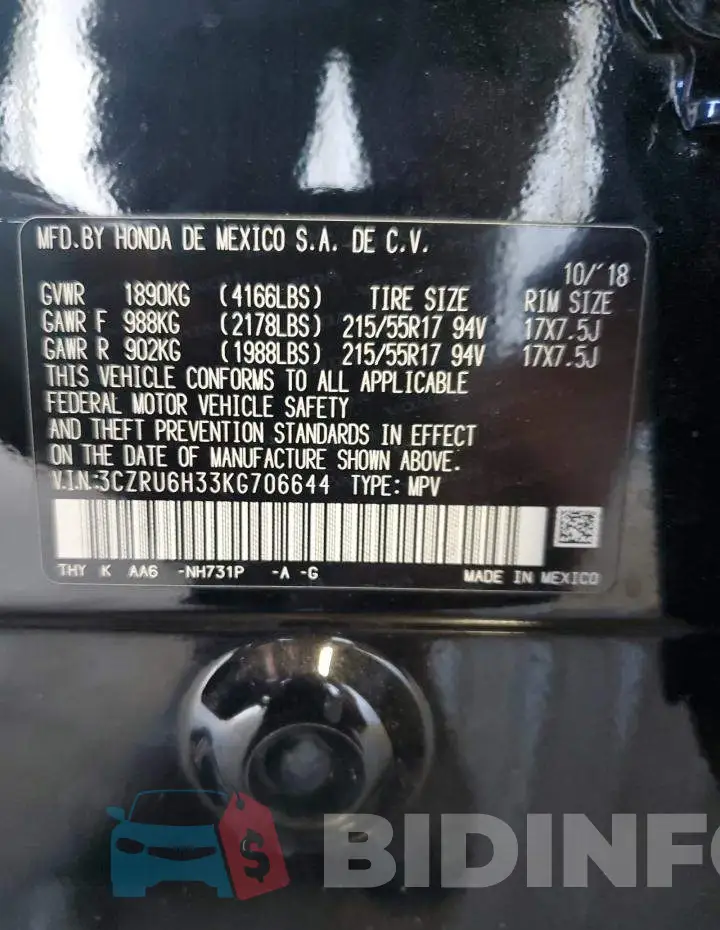 3CZRU6H33KG706644 Photo# 13
