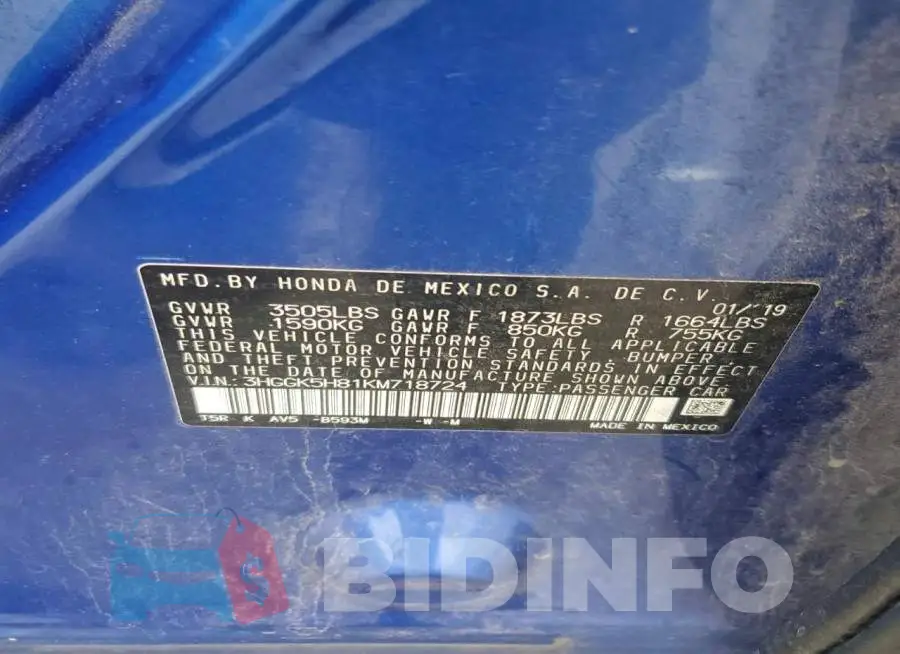 3HGGK5H81KM718724 Photo# 12