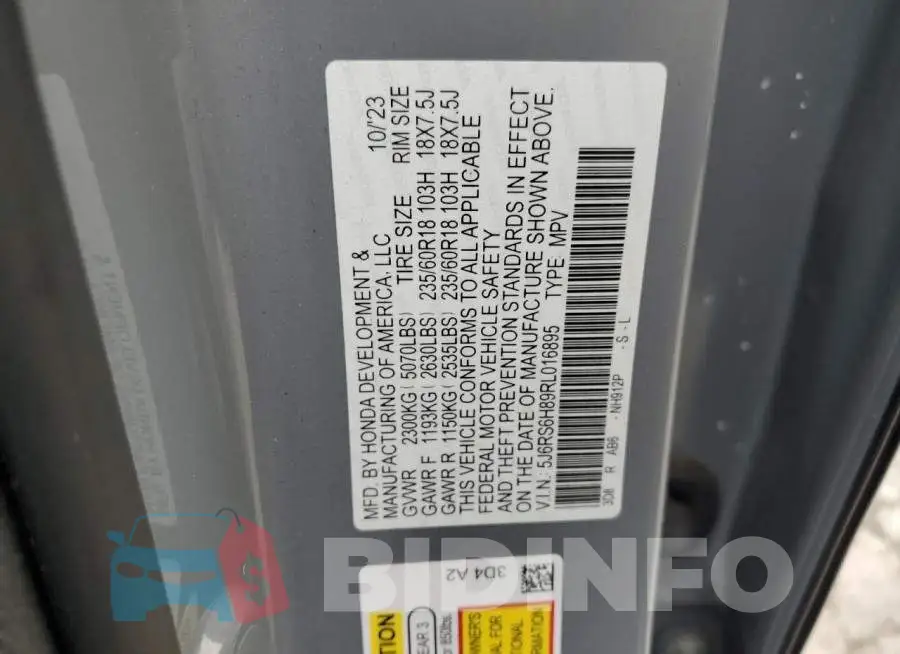 5J6RS6H89RL016895 Photo# 13