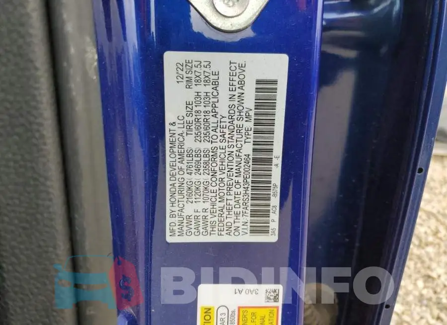 7FARS3H43PE002464 Photo# 14