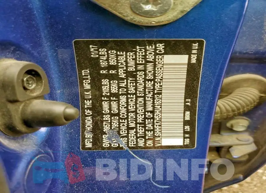 SHHFK7H53HU416312 Photo# 13