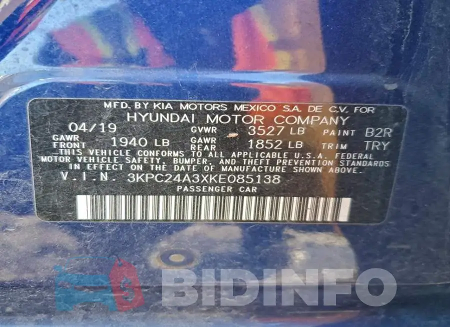 3KPC24A3XKE085138 Photo# 12