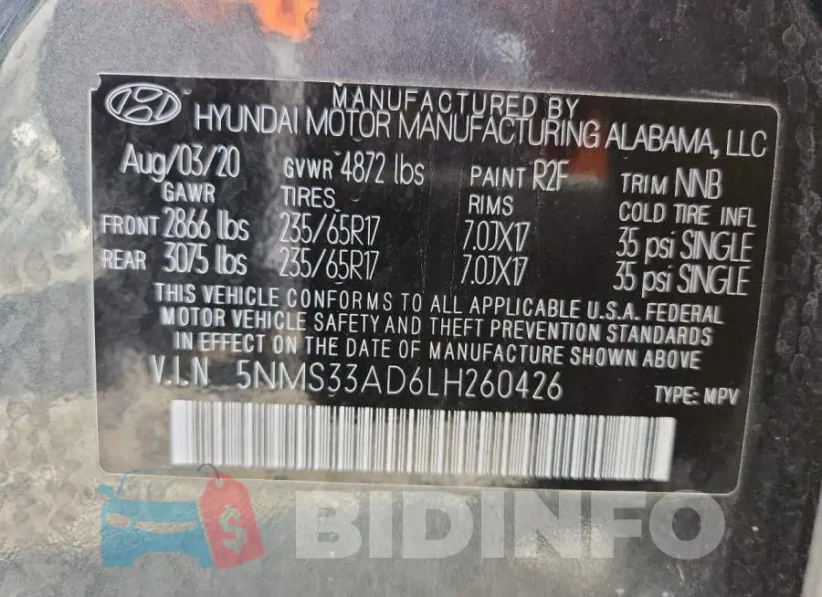 5NMS33AD6LH260426 Photo# 13