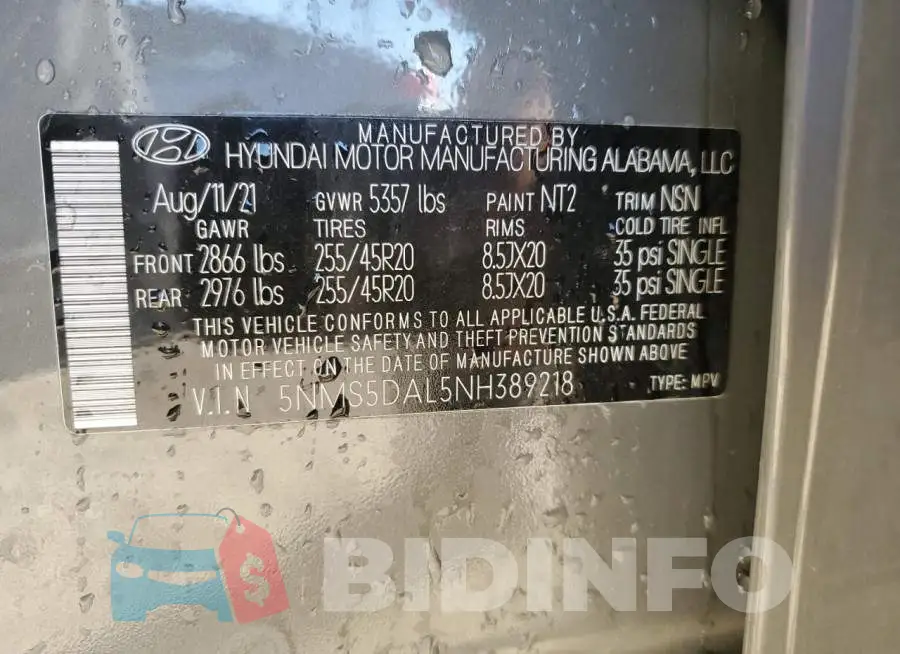 5NMS5DAL5NH389218 Photo# 12