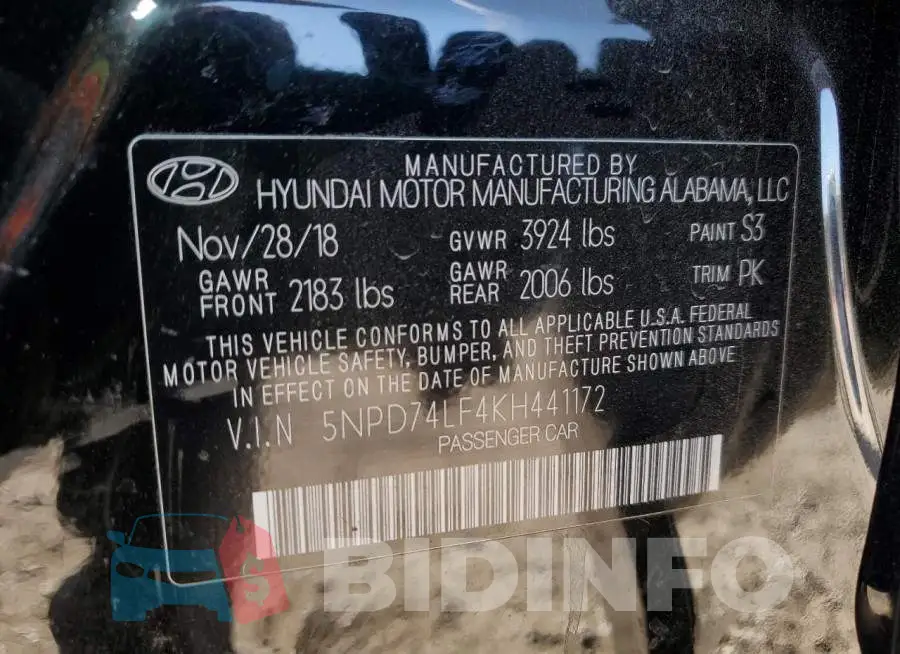 5NPD74LF4KH441172 Photo# 12