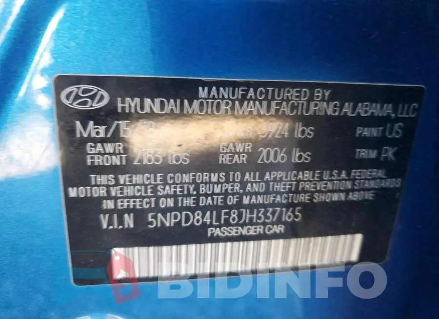 5NPD84LF8JH337165 Photo# 12