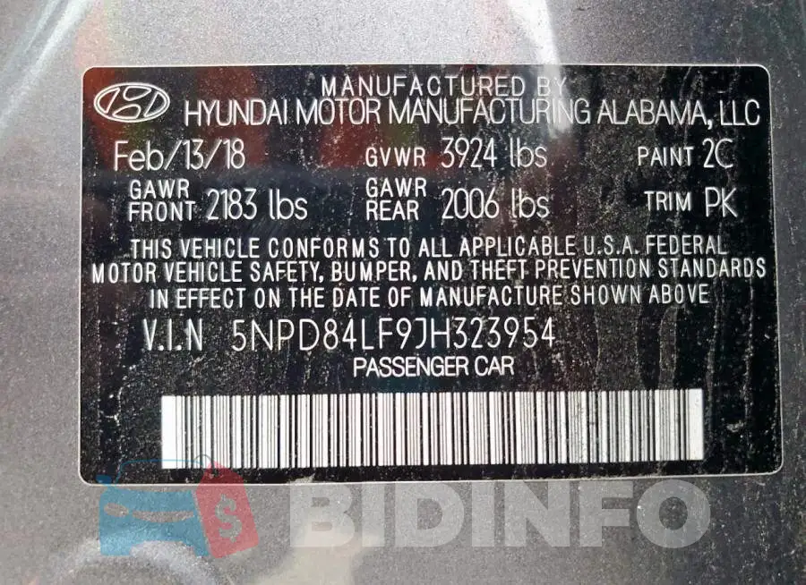 5NPD84LF9JH323954 Photo# 13