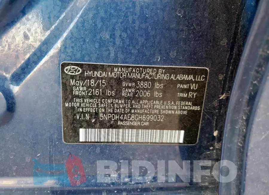 5NPDH4AE8GH699032 Photo# 12