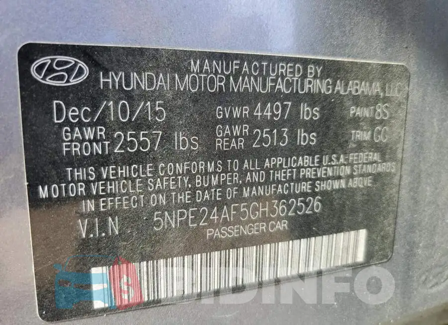 5NPE24AF5GH362526 Photo# 12