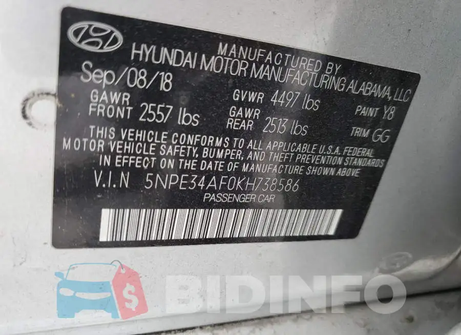5NPE34AF0KH738586 Photo# 12