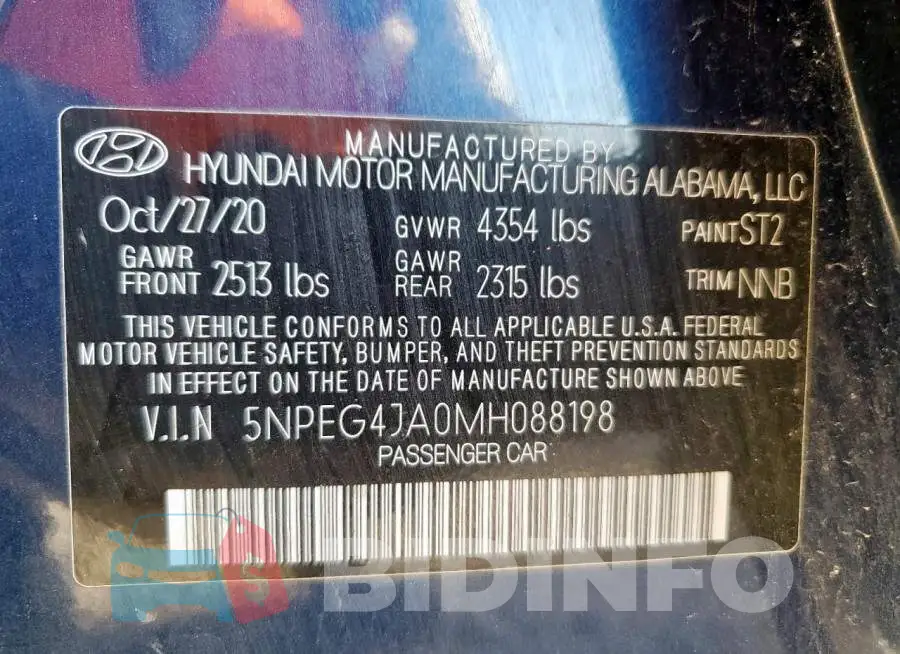 5NPEG4JA0MH088198 Photo# 13