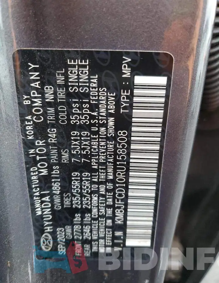 KM8JFCD10RU158508 Photo# 14