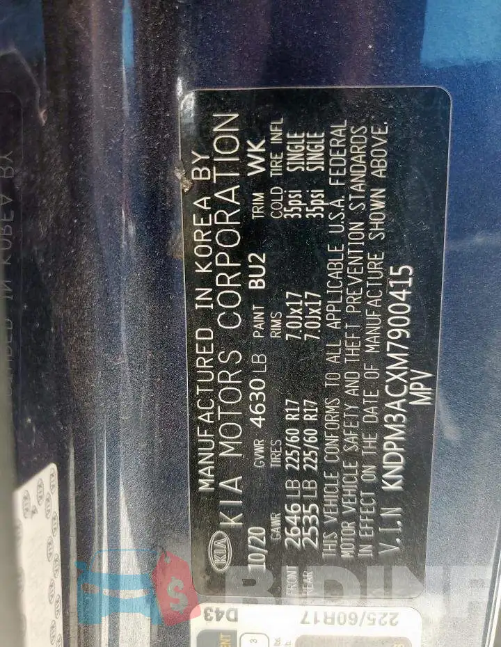 KNDPM3ACXM7900415 Photo# 14