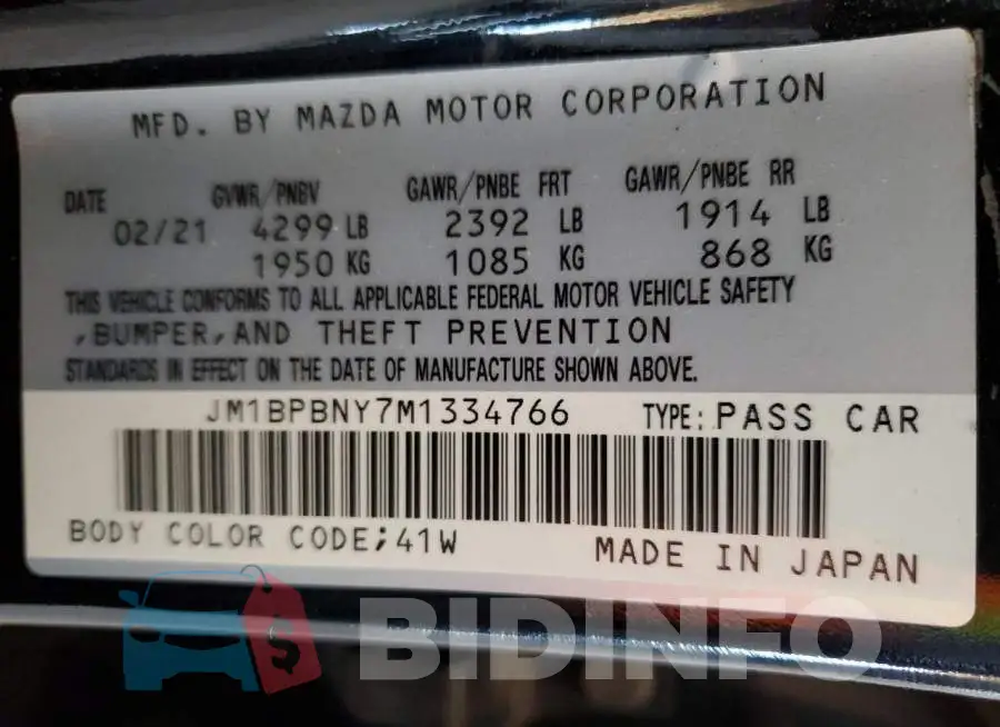 JM1BPBNY7M1334766 Photo# 12