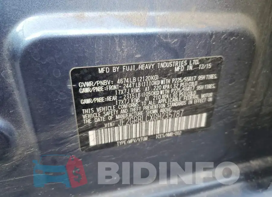 JF2GPBLCXGH235787 Photo# 12