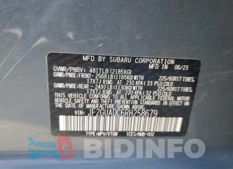 JF2GUADC6RH258679 Photo# 13