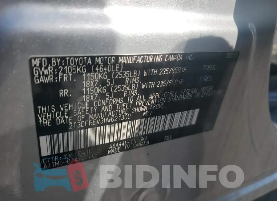 2T3DFREV3HW621300 Photo# 12