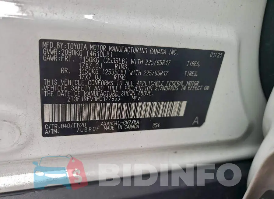 2T3F1RFV1MC177853 Photo# 13