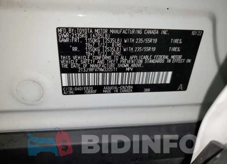 2T3J1RFV7NW320511 Photo# 13