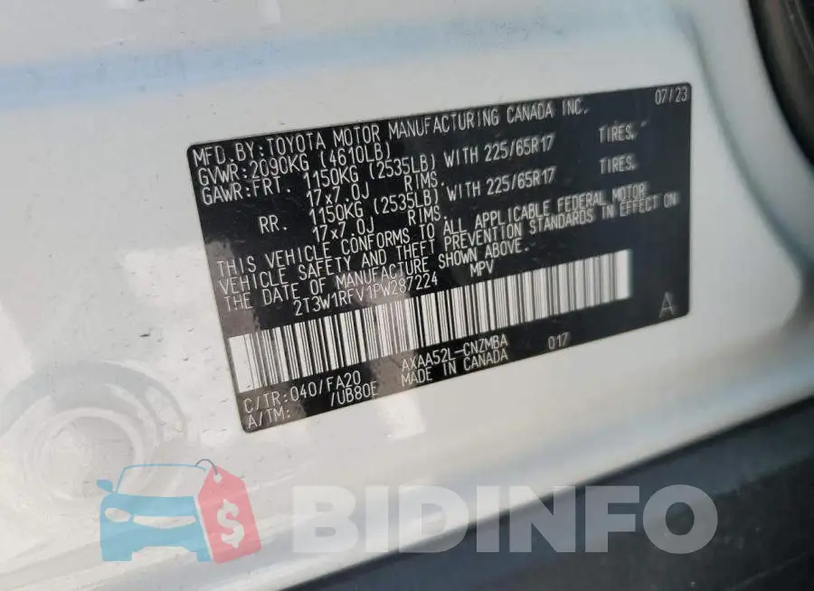 2T3W1RFV1PW287224 Photo# 14